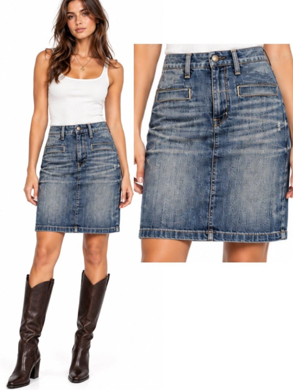Fidelity Chrissy Blue Jean Skirt Small Medium Exile Vintage Wash Preppy Moto Y2K